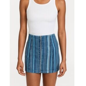 Free People Stripped Cotton Stretch Mini Skirt Size XS